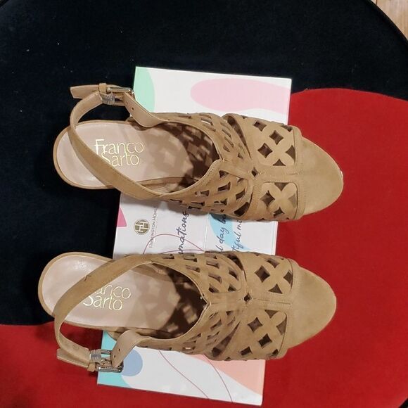 Franco Sarto Shea Tan Wedge Sandals Size 9.5 - Picture 4 of 14